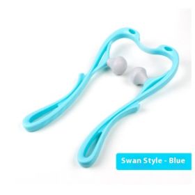 Multifunctional Manual Six-wheel Neck Massager Massage Relieve Roller Massage Tool (Option: Swan Blue)
